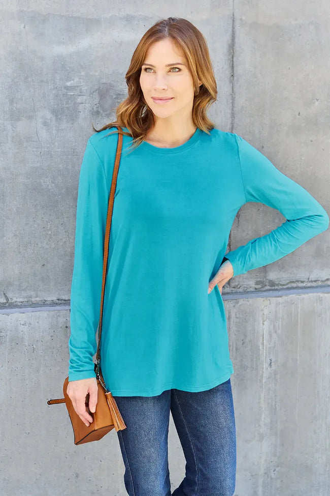 Basic Bae Full Size Round Neck Long Sleeve Top  Style Ratio