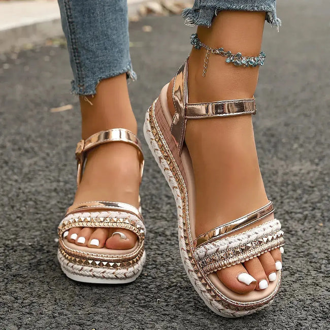 Rhinestone Embellished Platform Sandals  Style Ratio