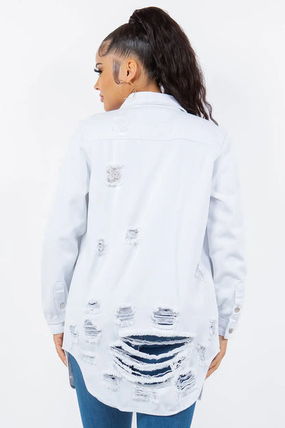 American Bazi Distressed Button Light Jacket Trendsi