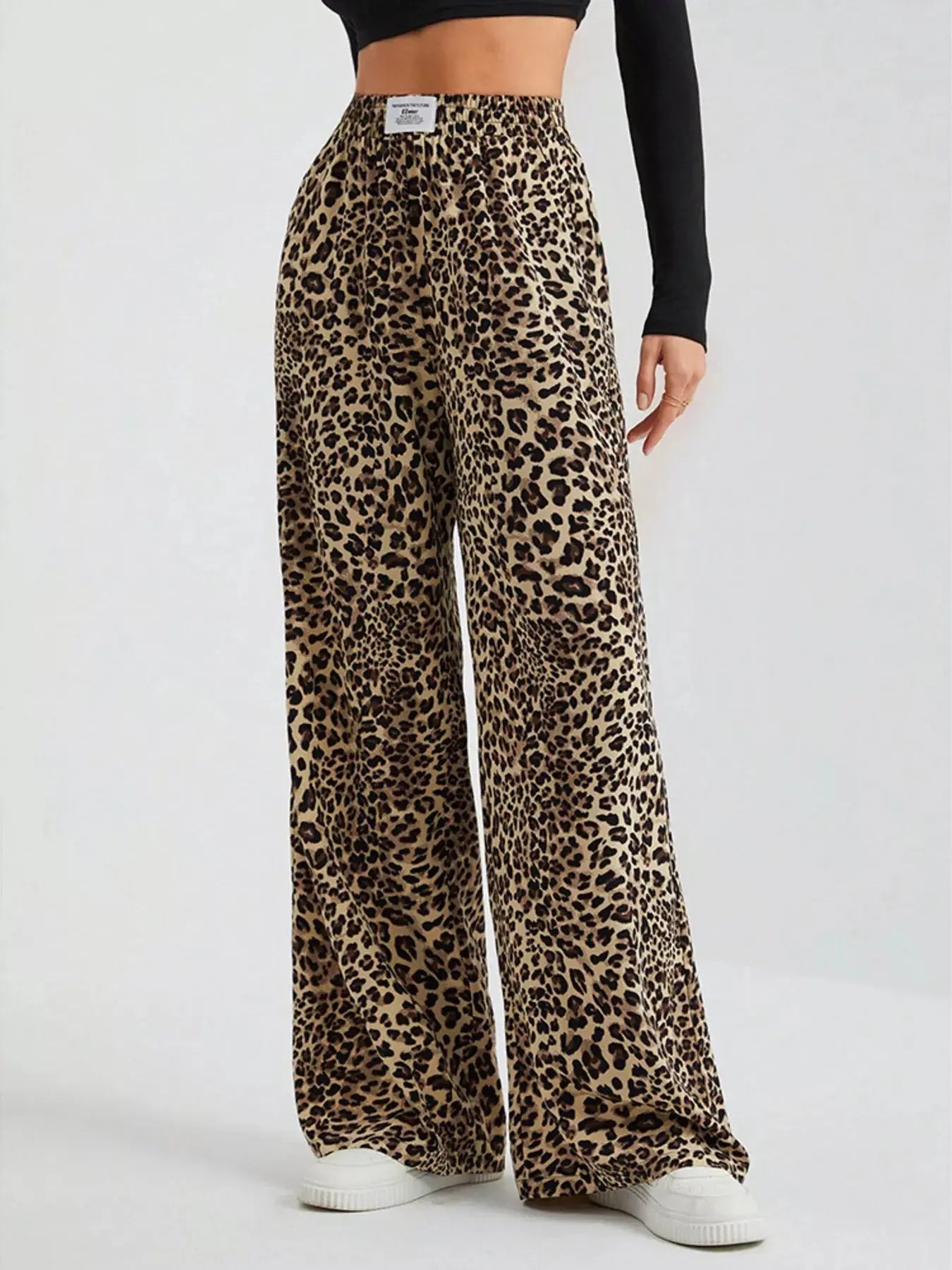 Full Size Leopard Print Wide Leg Pants Plus Size  Style Ratio