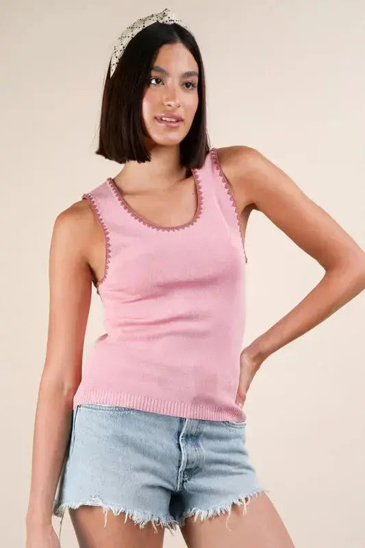 Very J Blanket Style Sleeveless Knit Tank  Style Ratio