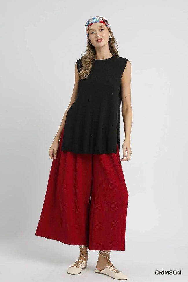 Umgee Elastic Waist Wide Leg Pants  Style Ratio