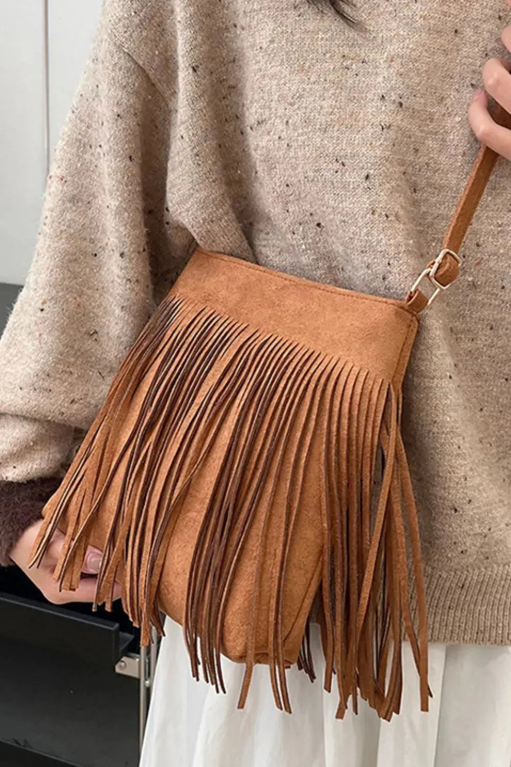 Suede Fringe Shoulder Bag  Style Ratio