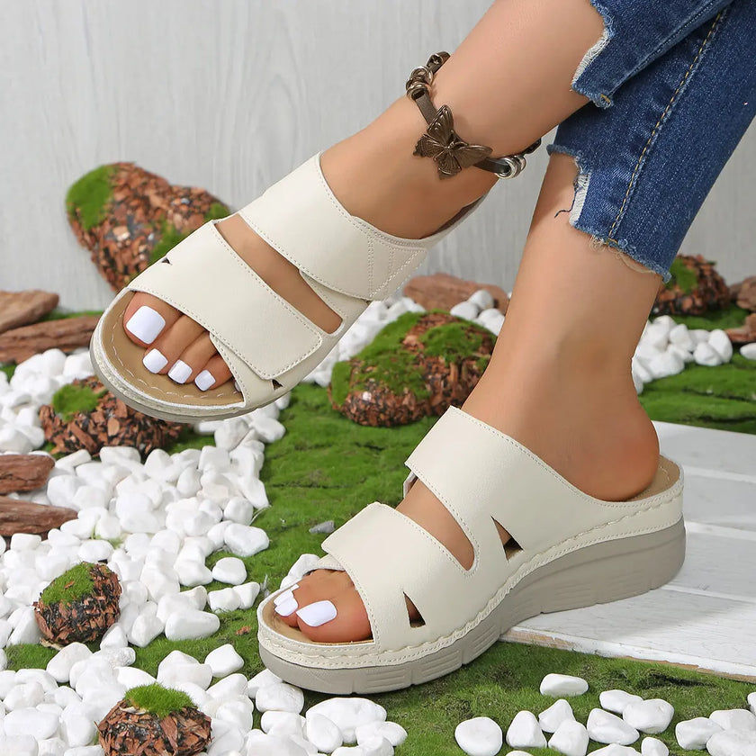 Thick Bottom Slope with Velcro Sandals - Style Ratio
