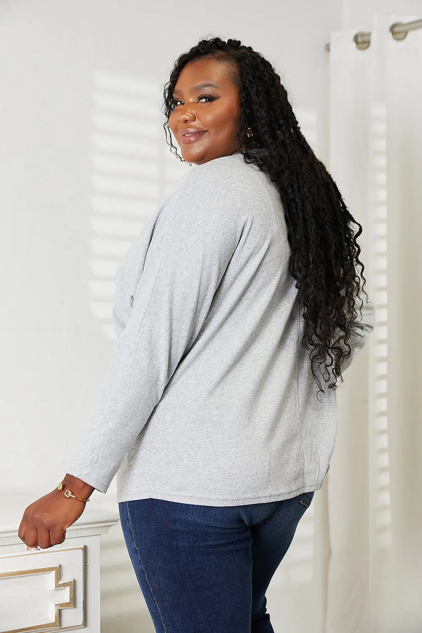 Double Take Seam Detail Round Neck Long Sleeve Top  Style Ratio
