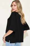 Basic Bae Bamboo Round Neck Exposed Seam Short Sleeve Shirt  Style Ratio