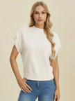 Double Take Full Size Mock Neck Short Sleeve Sweater  Style Ratio