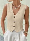 Textured Button-Front Vest  Style Ratio