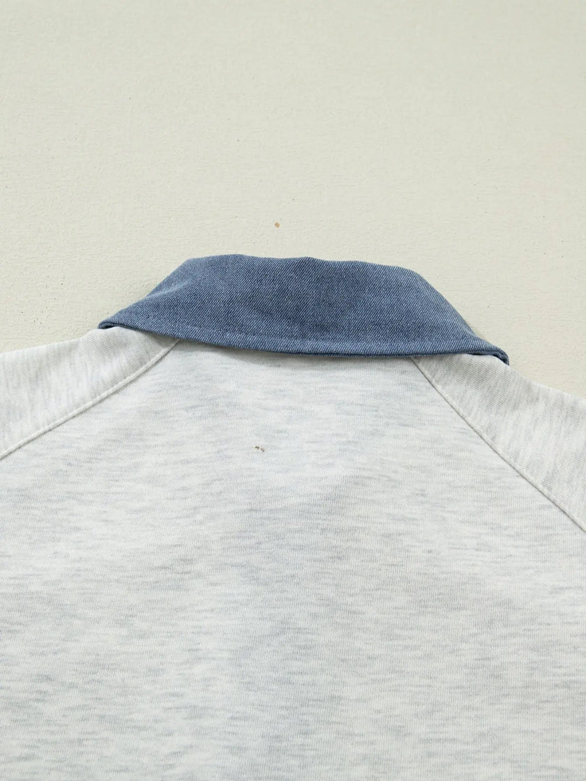 Contrast Trim Button Detail Short Sleeve Shirt  Style Ratio