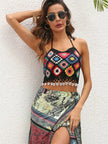 Geometric Halter Neck Swim Top  Style Ratio