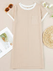Twisted Ribbed Color Block Trim Shirt Shift Dress  Style Ratio