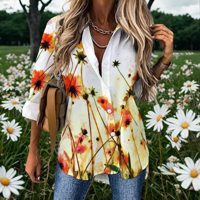 Floral Lightweight Long Sleeve Shirt  Style Ratio
