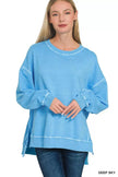 Zenana Full Size French Terry Pigment Dye & Enzyme Washing Pullover  Style Ratio
