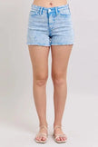 Judy Blue Full Size Mid Rise Garment Dyed Denim Shorts  Style Ratio