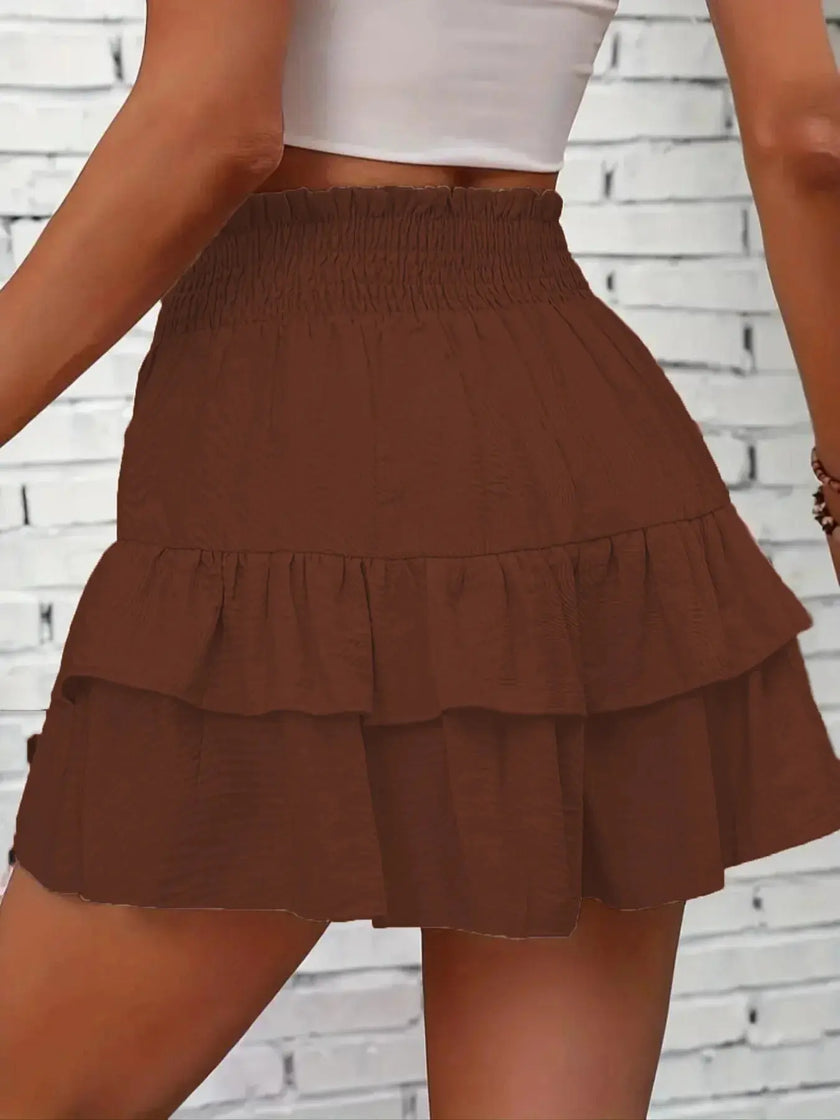 Ruffle Layered High Waist Casual Skort  Style Ratio