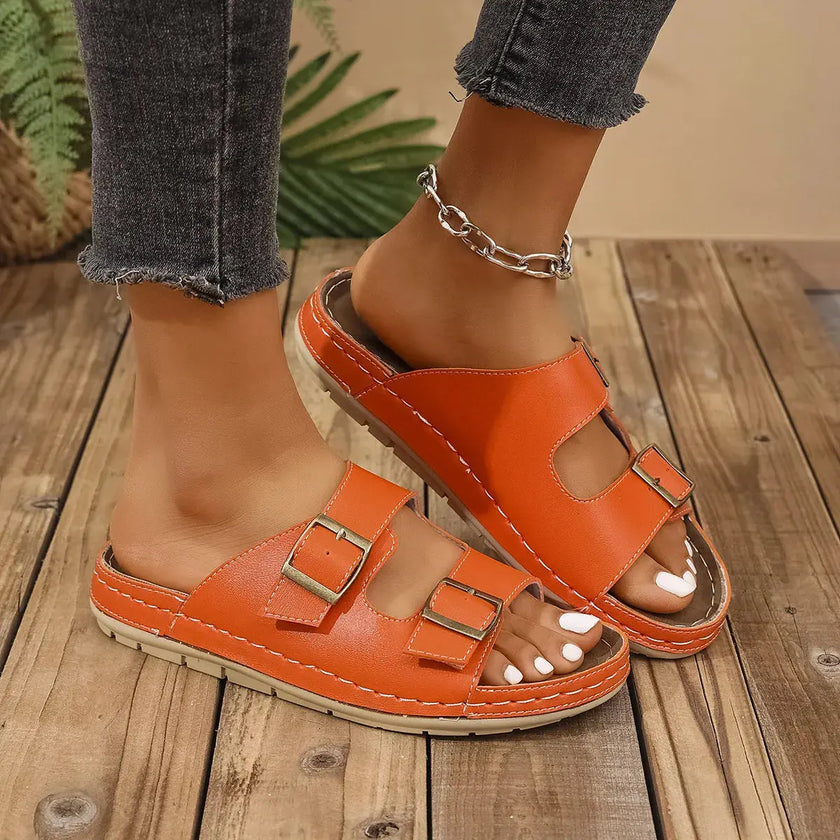 Double Buckle Platform Sandals  Style Ratio