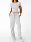 Round Neck Short Sleeve Shirt and Pants Loungewear  Style Ratio