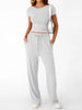 Round Neck Short Sleeve Shirt and Pants Loungewear  Style Ratio