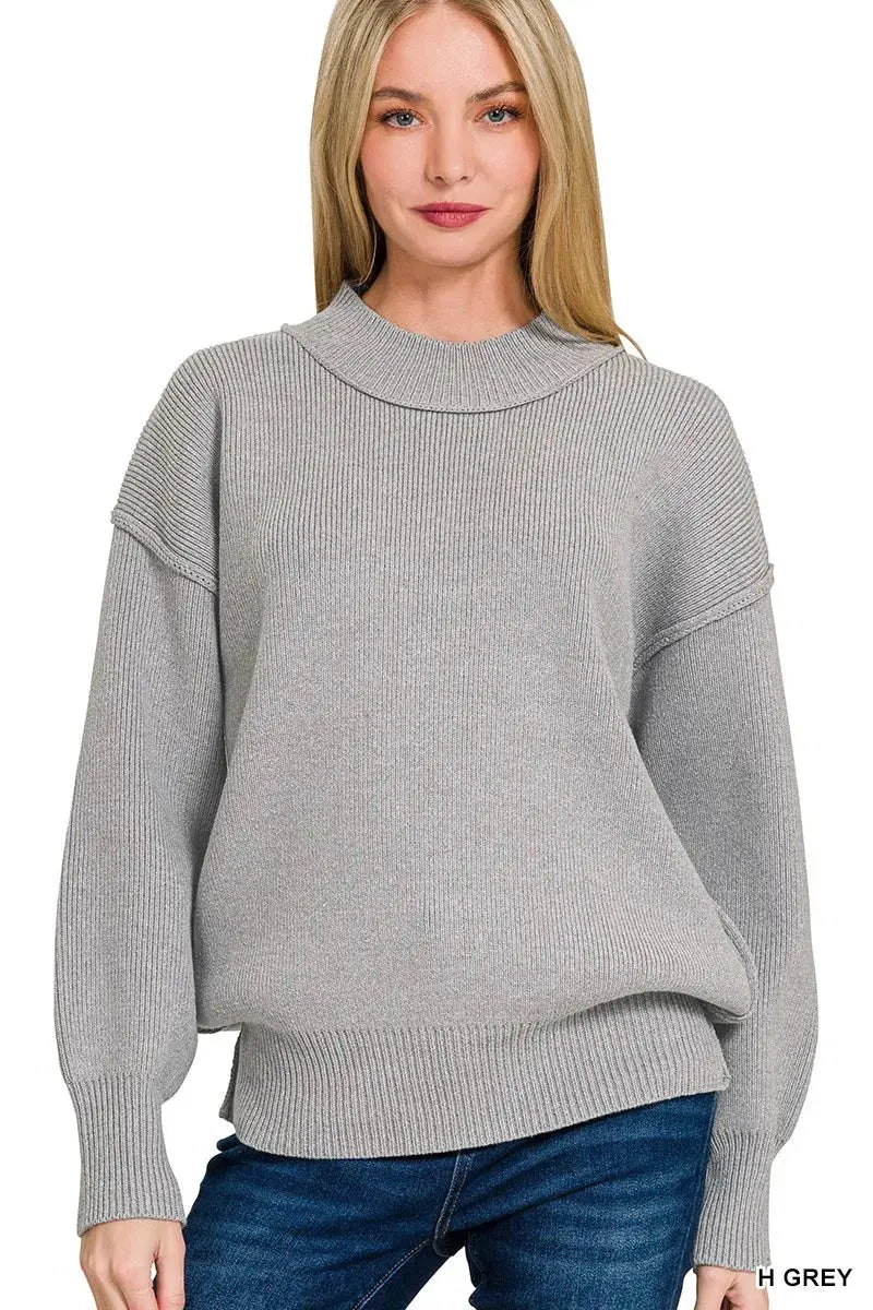 Zenana Wide Neckband Drop Shoulder Sweater  Style Ratio