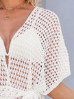 Open Front Tied Openwork Cover-Up  Style Ratio