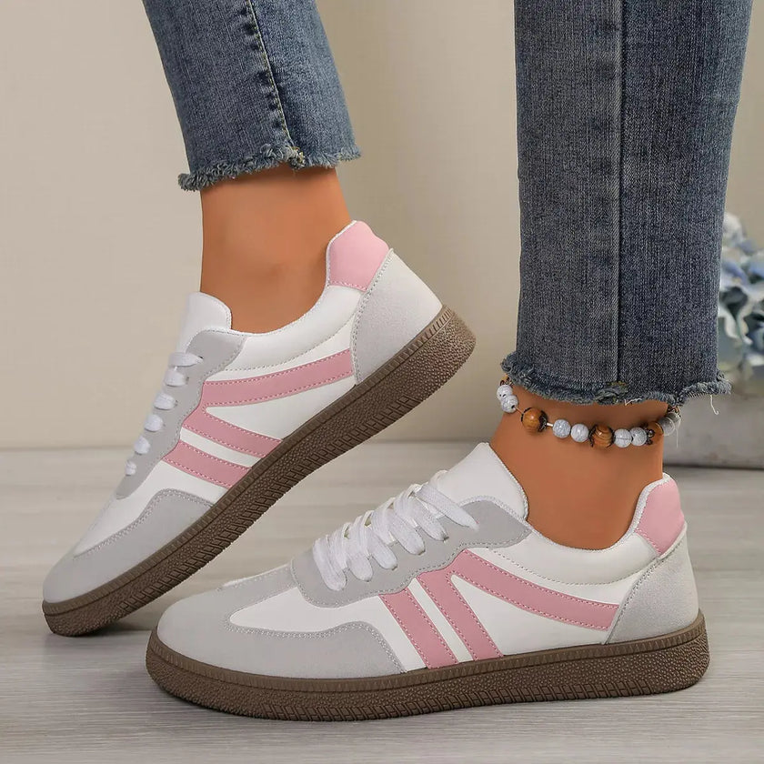 Striped Lace-Up Casual Sneakers  Style Ratio