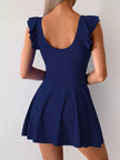 Ruffled Sleeve One-Piece Swim Dress  Style Ratio