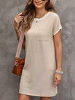 Twisted Ribbed Color Block Trim Shirt Shift Dress  Style Ratio