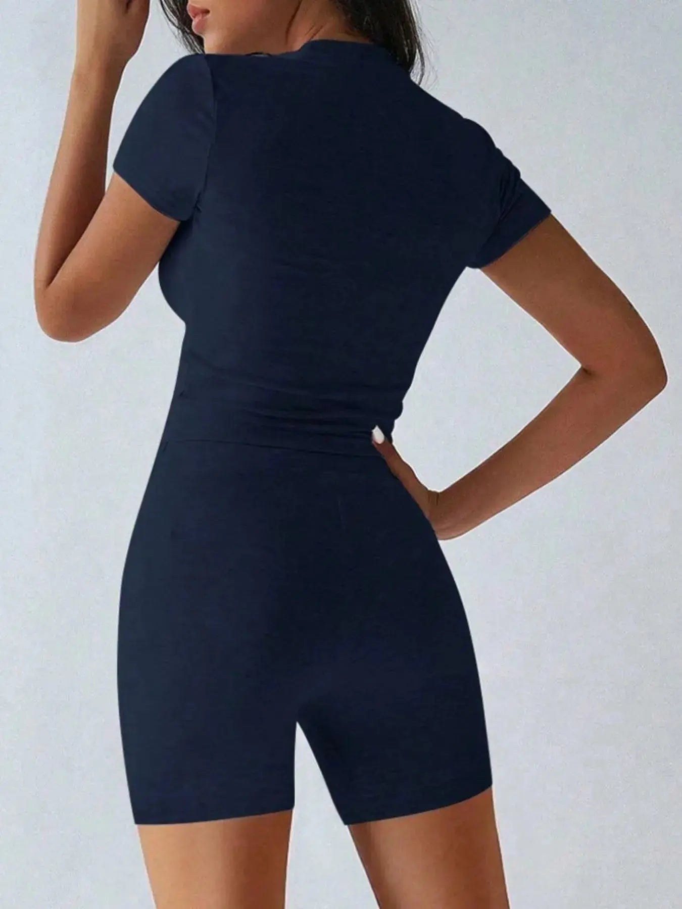 Round Neck Short Sleeve Top and Shorts Loungewear  Style Ratio