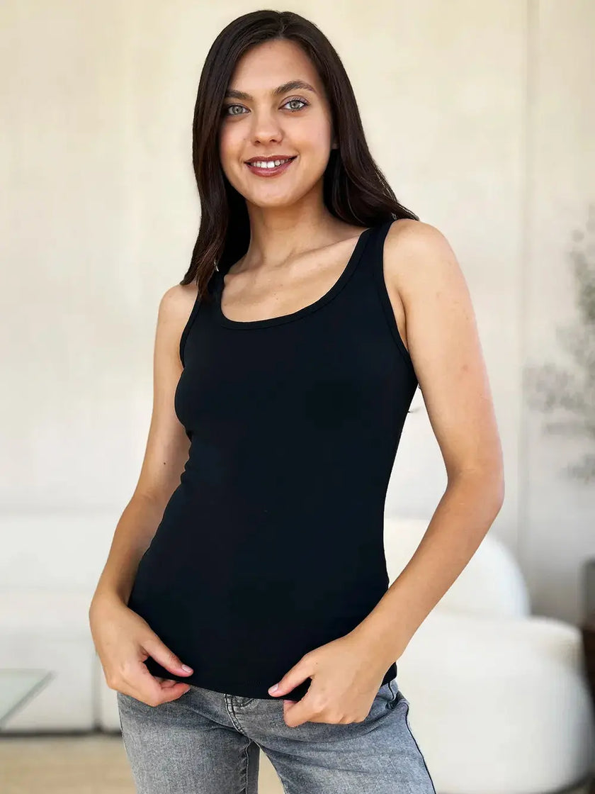 Basic Bae Full Size Square Neck Wide Strap Tank  Style Ratio