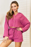 Basic Bae Buttoned Long Sleeve Top and Shorts Set  Style Ratio
