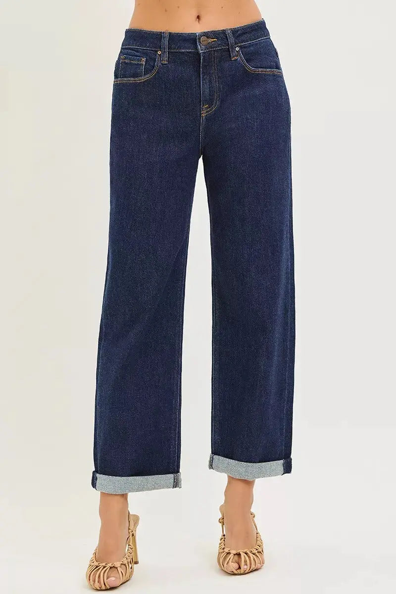RISEN Slouchy Cropped  Boyfriend Jeans With Cuffed Hem  Style Ratio