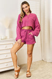 Basic Bae Buttoned Long Sleeve Top and Shorts Set  Style Ratio