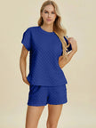Double Take Full Size Texture T-Shirt and Shorts Set  Style Ratio