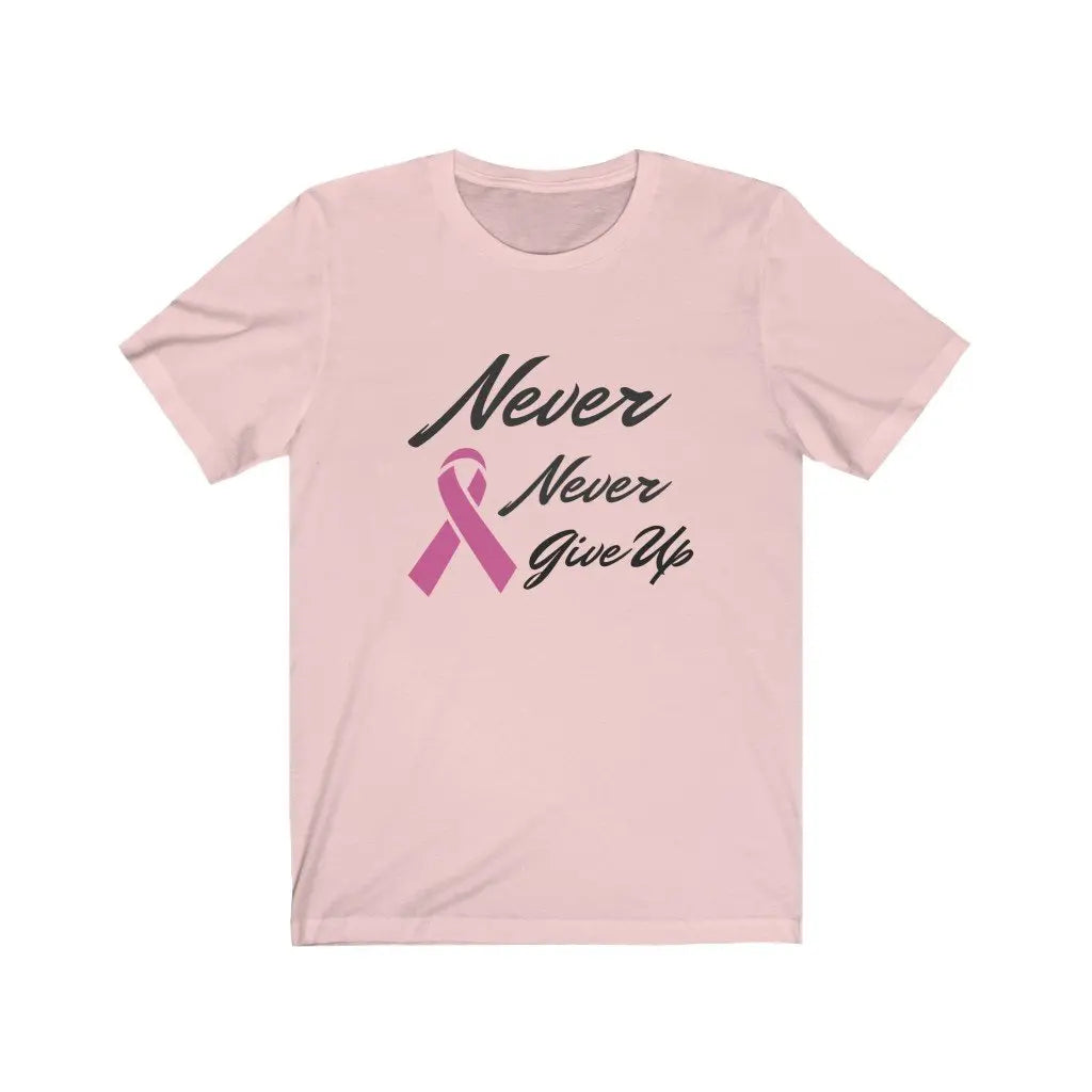 Never Never Give Up Pink Ribbon Awareness Short Sleeve Shirt Yellow Pandora