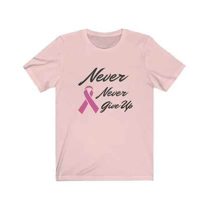 Never Never Give Up Pink Ribbon Awareness Short Sleeve Shirt Yellow Pandora