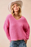 BiBi V Neck Sweater with Colorful Trim  Style Ratio