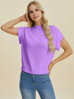 Double Take Full Size Mock Neck Short Sleeve Sweater  Style Ratio