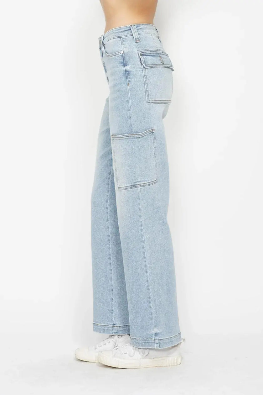 Judy Blue Full Size High Waist Straight Cargo Jeans  Style Ratio