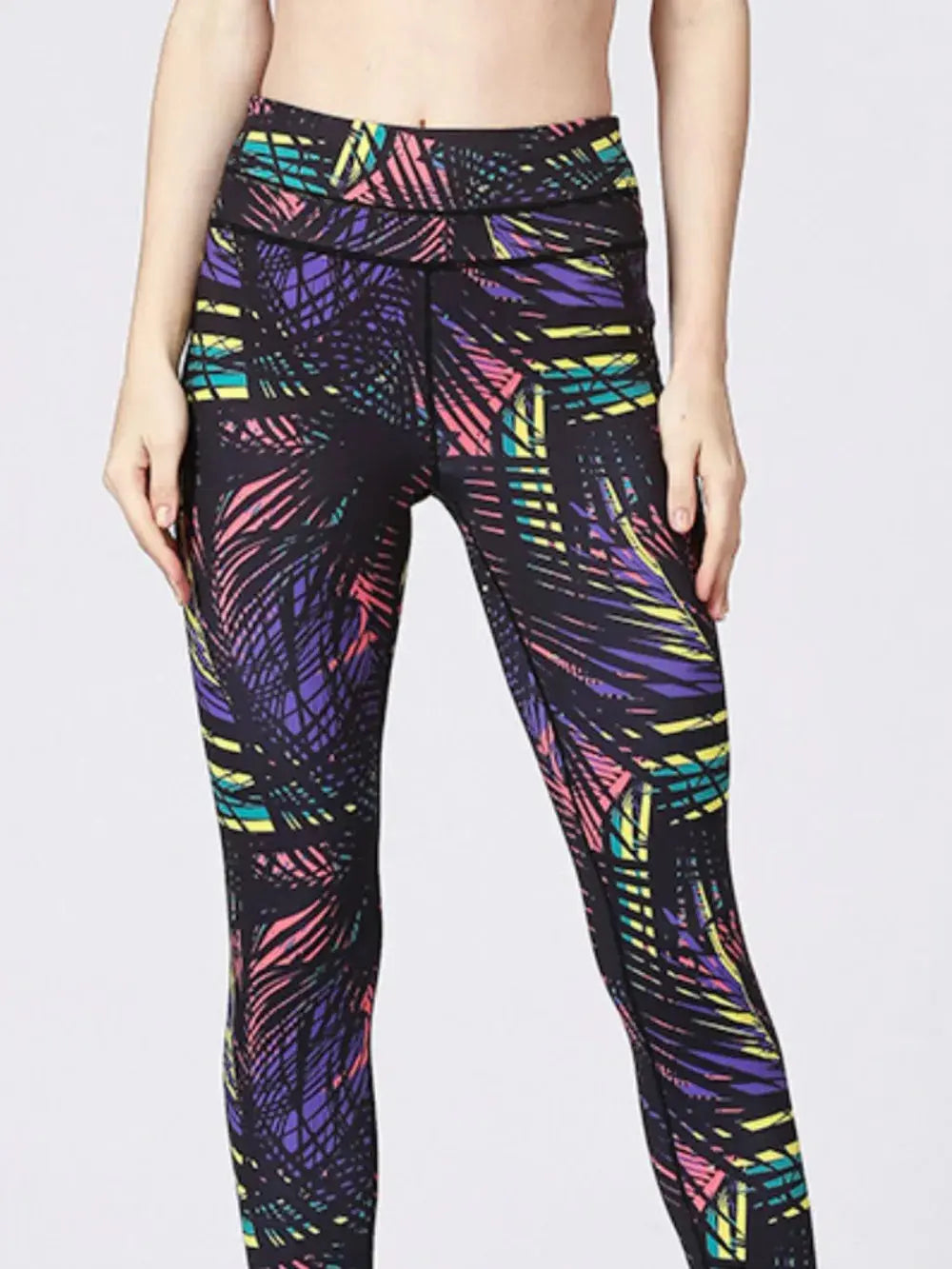Printed Wide Waistband Active Leggings with Stirrups  Style Ratio