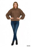 Zenana Cable-Knit Ribbed Turtleneck Sweater  Style Ratio