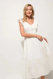 And The Why Ruffle Sleeve Front Smocked Tiered Midi Dress  Style Ratio