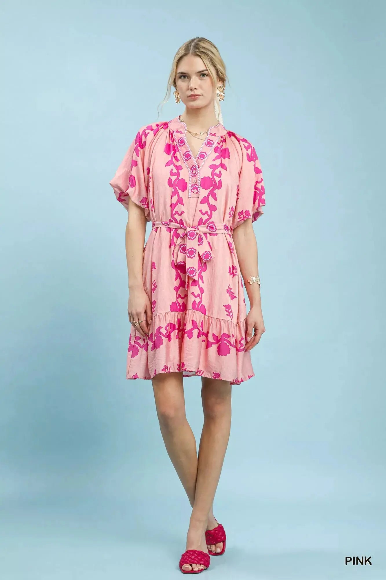 Umgee Floral Tie-Waist Boho Mini Dress  Style Ratio