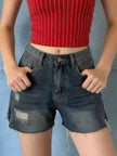 Distressed Slit Denim Shorts  Style Ratio
