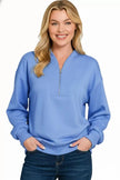 Zenana Scuba Half Zip Drop Shoulder Sweatshirt  Style Ratio