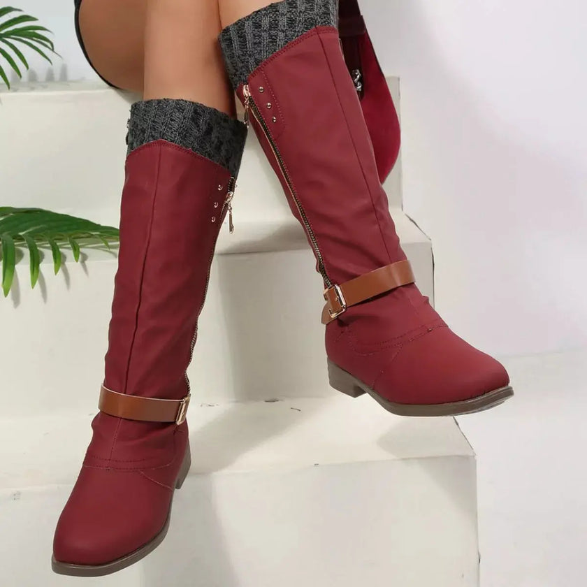 Round Toe Block Heels Boots  Style Ratio