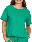 Zenana Cotton Slub Short Sleeve Tee and Pants Set  Style Ratio