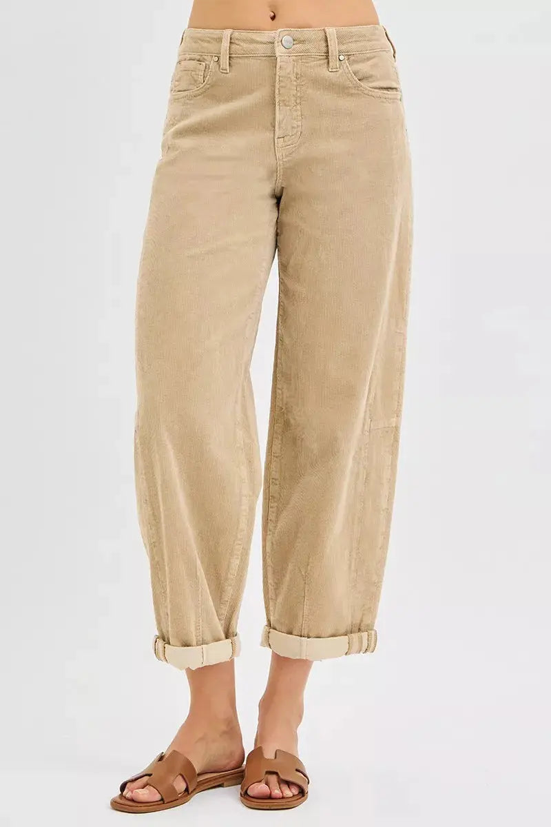 RISEN High Rise Crop Barrel Cordurory Pants  Style Ratio