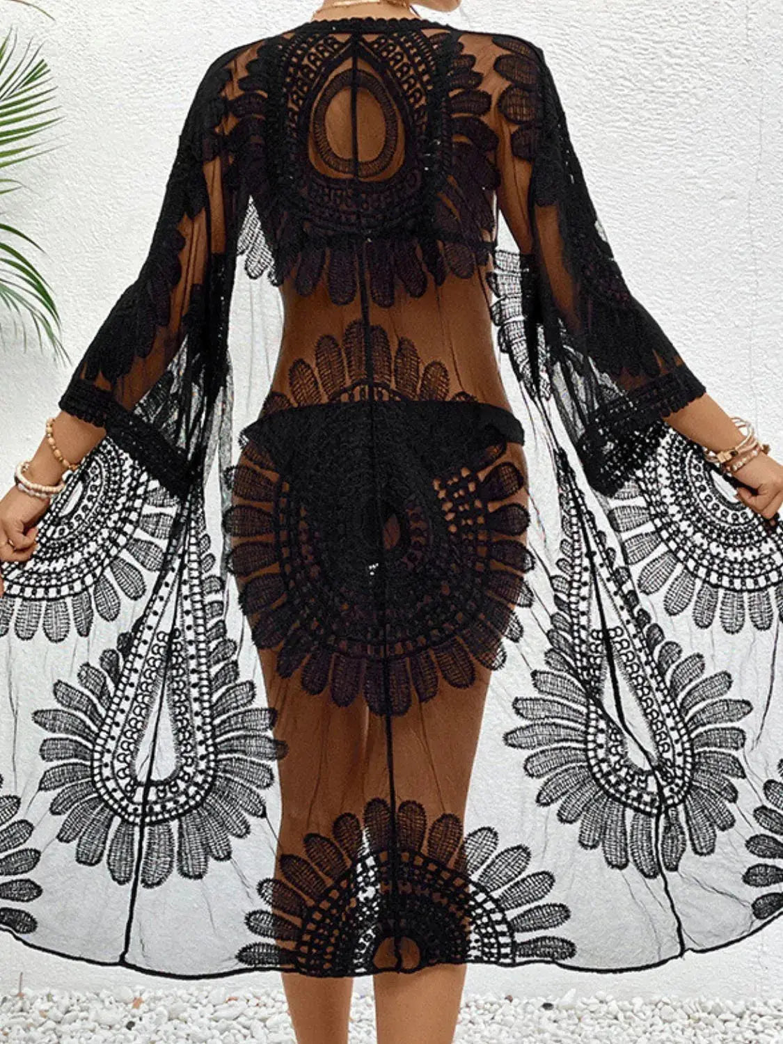 Lace Open Front Longline Cover-Up  Style Ratio