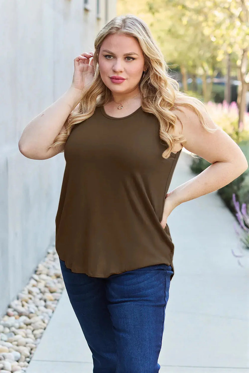 Basic Bae Full Size Round Neck Curved Hem Tank  Style Ratio