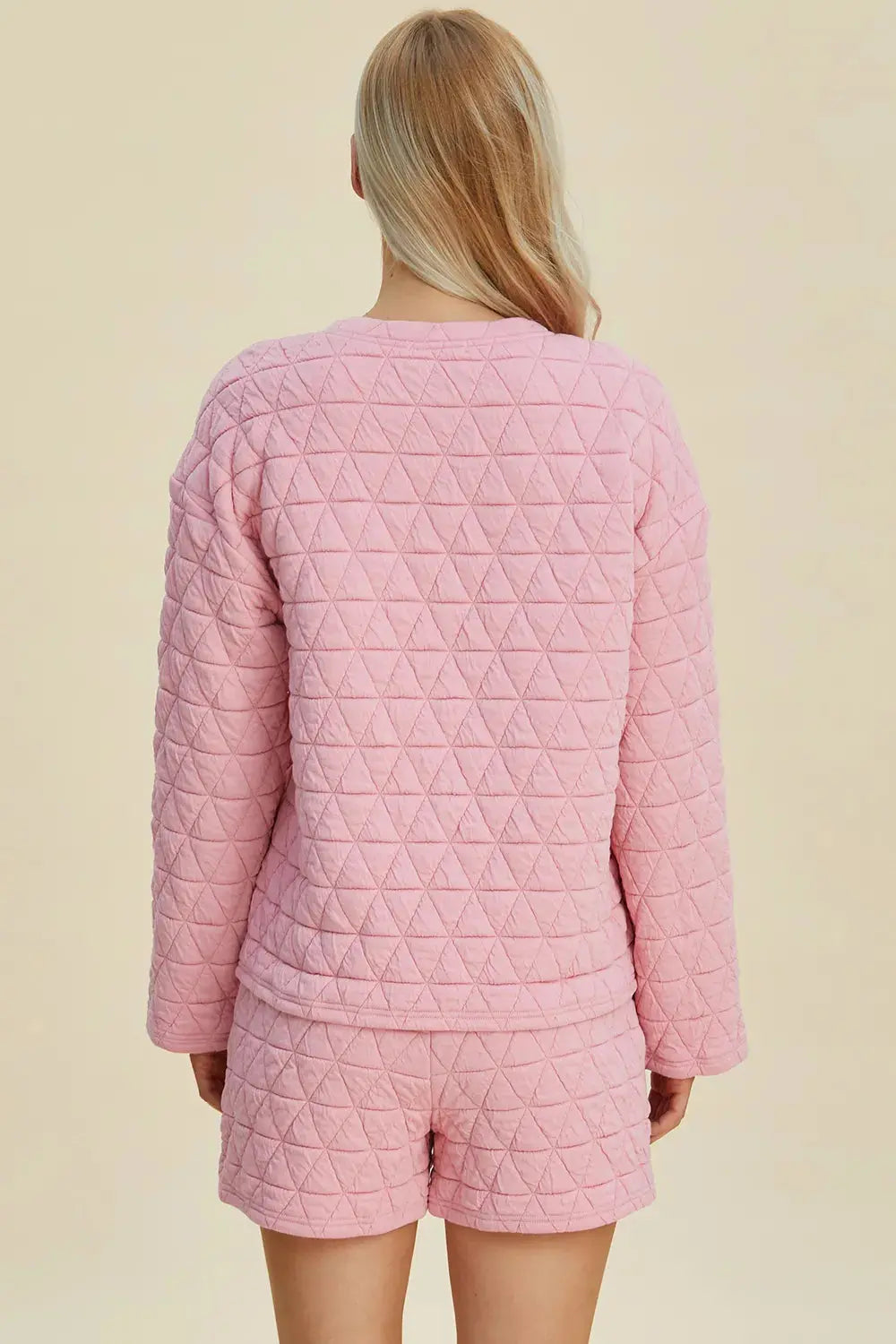 Double Take Texture Round Neck Long Sleeve Top and Shorts Set  Style Ratio